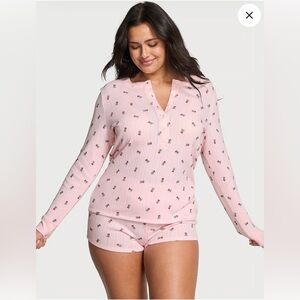 NWT Victoria's Secret Pointelle Henley & Shorts Pajama Set Medium